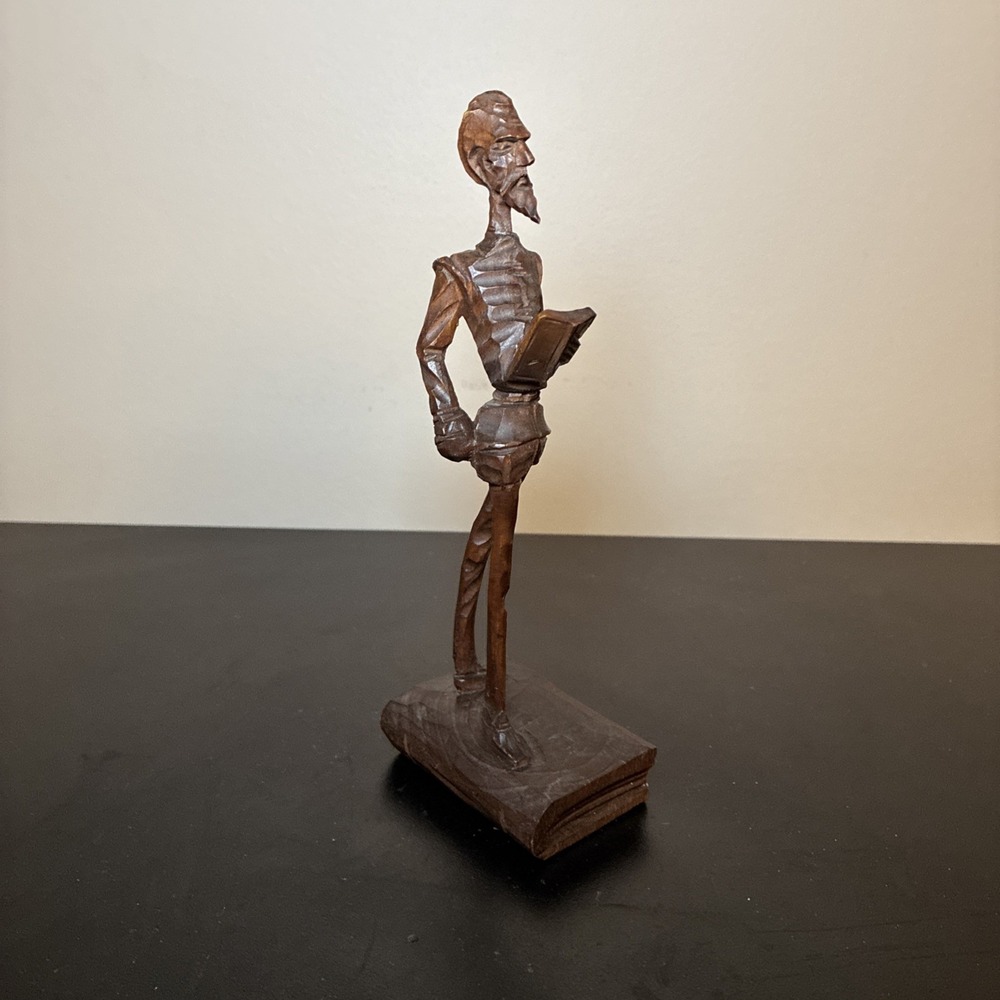 Vintage Statue Wood Carved  Don Quixote Spain Figurine Statue